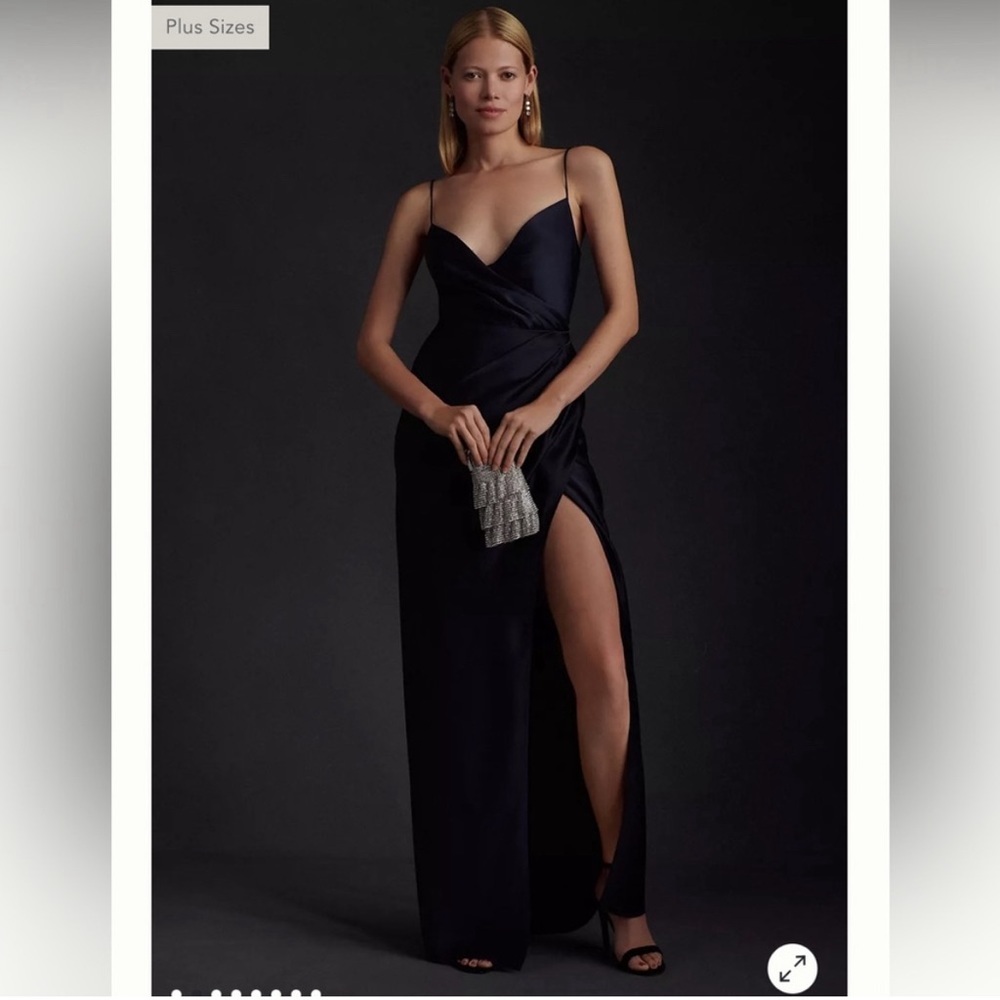 NWT BHLDN‎ Freya Satin Charmeuse Navy Dress Size 4